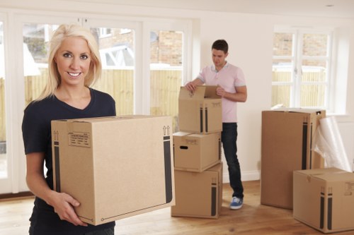 Packed household boxes and furniture prepared for removals in Bickley
