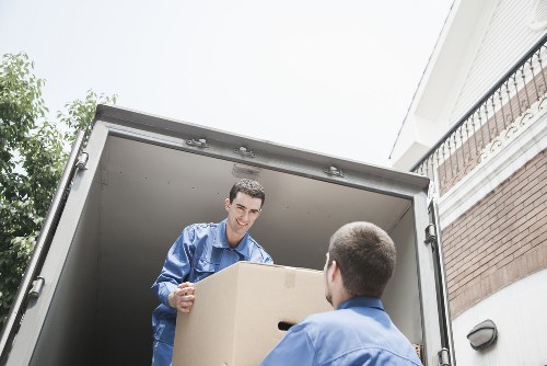 Loaded moving van with secured items ready for transport