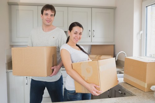 Moving boxes and household items prepared for removals in Bickley